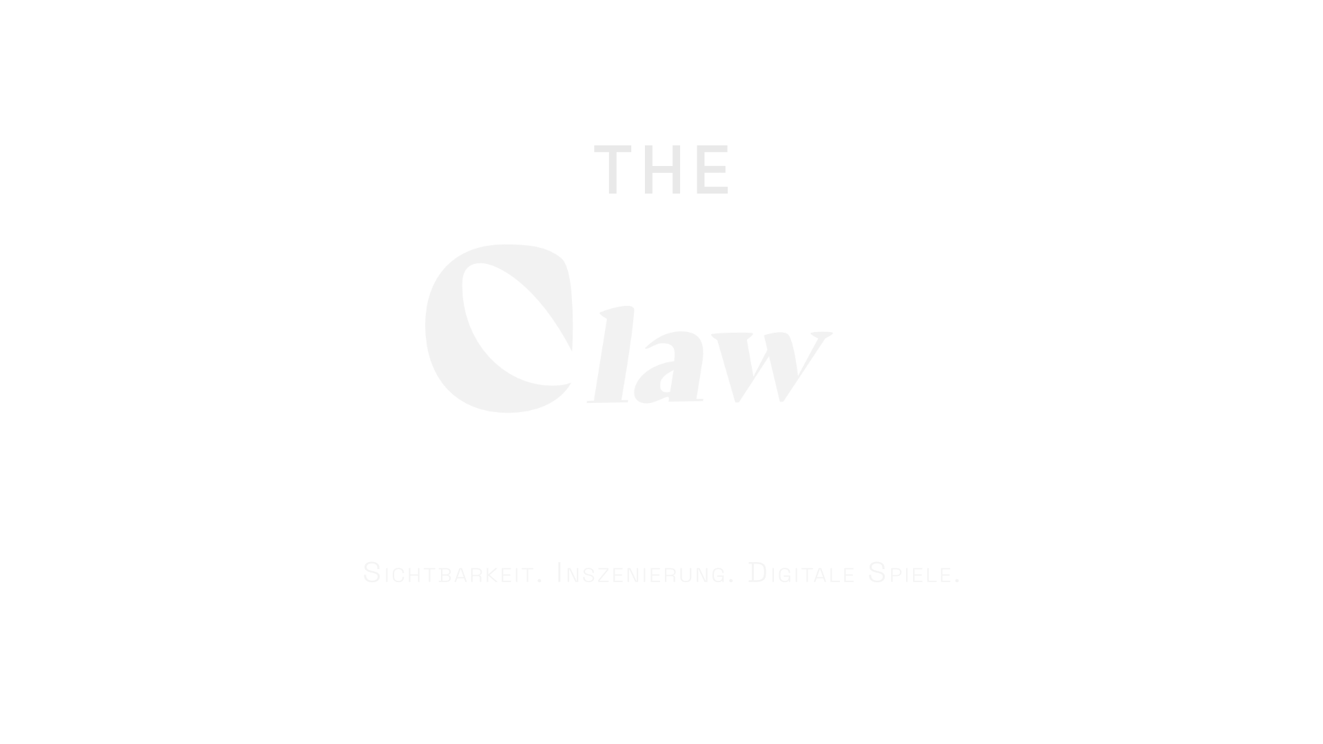 Der Schriftzug "The Claw" mit dem Untertitel "Sichtbarkeit. Inszenierung. Digitale Spiele."