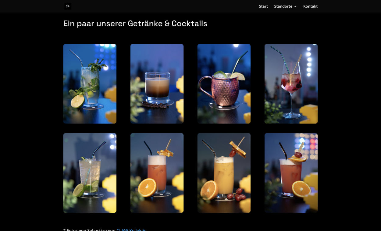 Getränkeübersicht der ORBIT Website